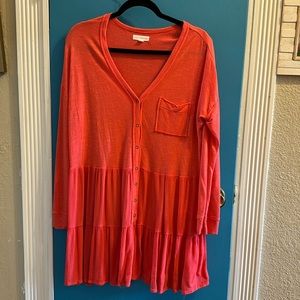 Coco + Jamieson Boho Spring Orange shirt oversized women’s XL great w/leggings